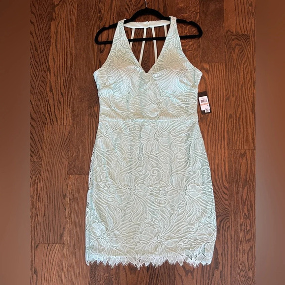 NWT Guess  Women's Knee Length Sleeveless V-Neck Bodycon Dress Teal Sz 12 A6071 - Picture 4 of 8